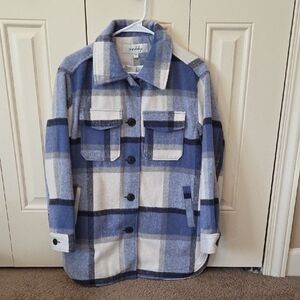 Sebby Blue and White Plaid Women's Jacket